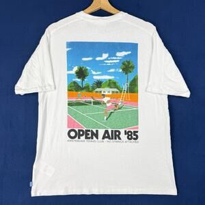 Scotch & Soda Graphic T-Shirt Men Size L Open Air 85 Tennis Club White Tee Prep